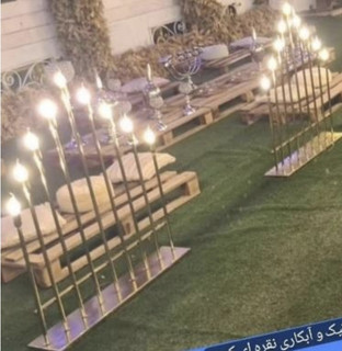 شمعدان آبکاری برقی 9 شاخه آبکاری طلایی